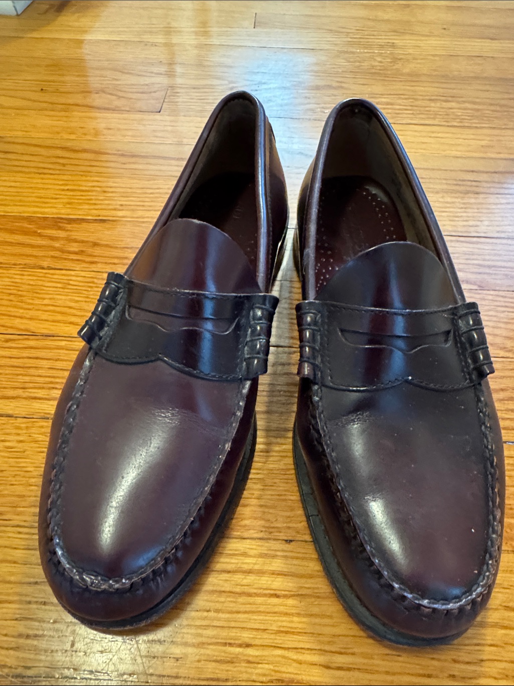 Bass Weejuns Mens Burgundy Leather Slip-On Loafers